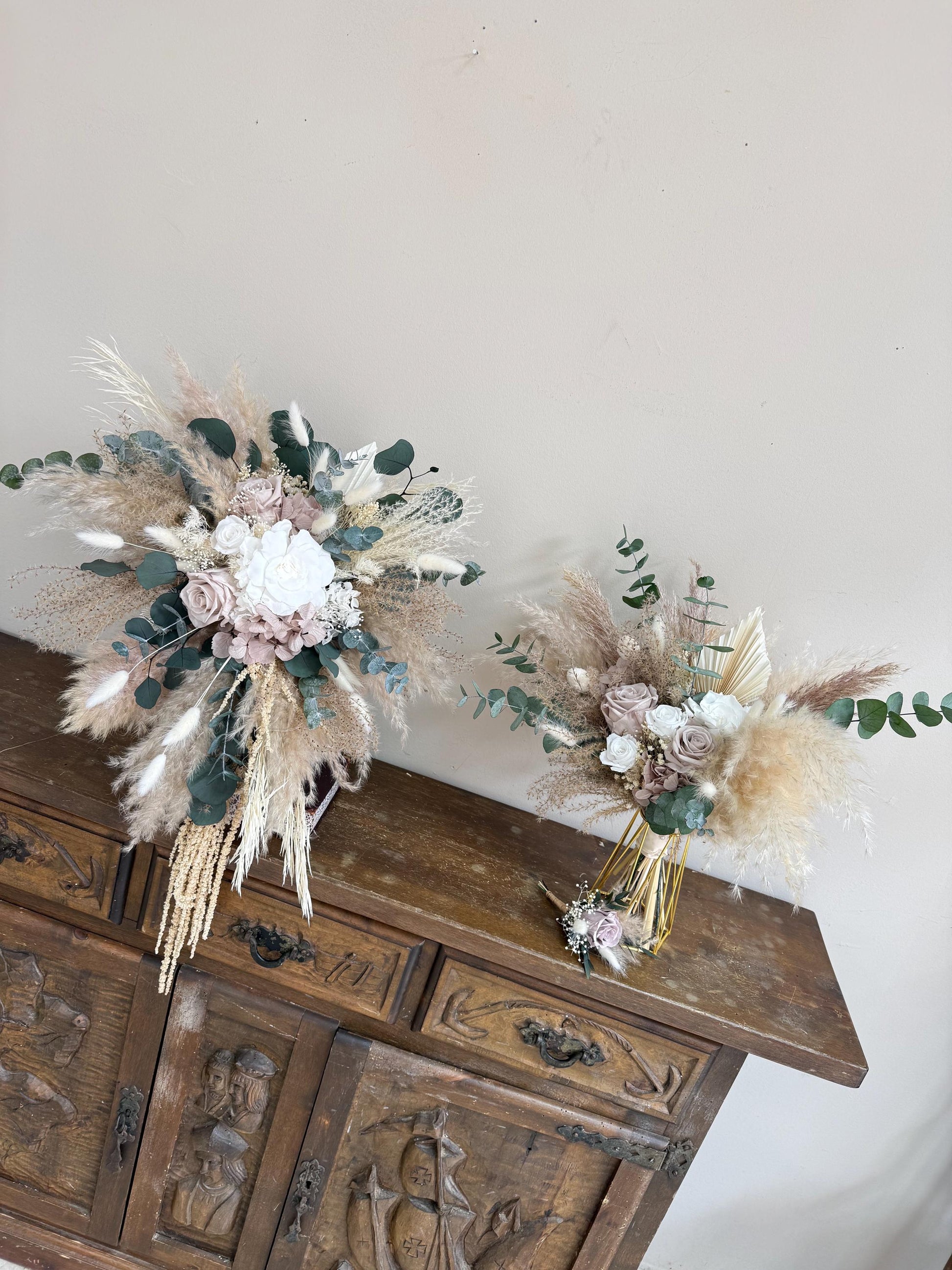 Neutral Cascade Wedding Bouquet