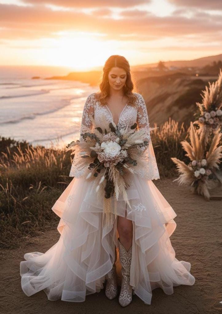 Neutral Cascade Wedding Bouquet
