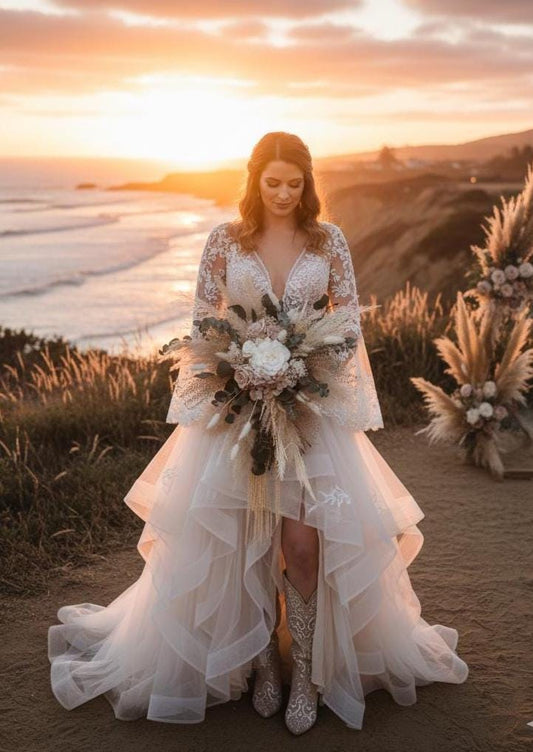 Neutral Cascade Wedding Bouquet