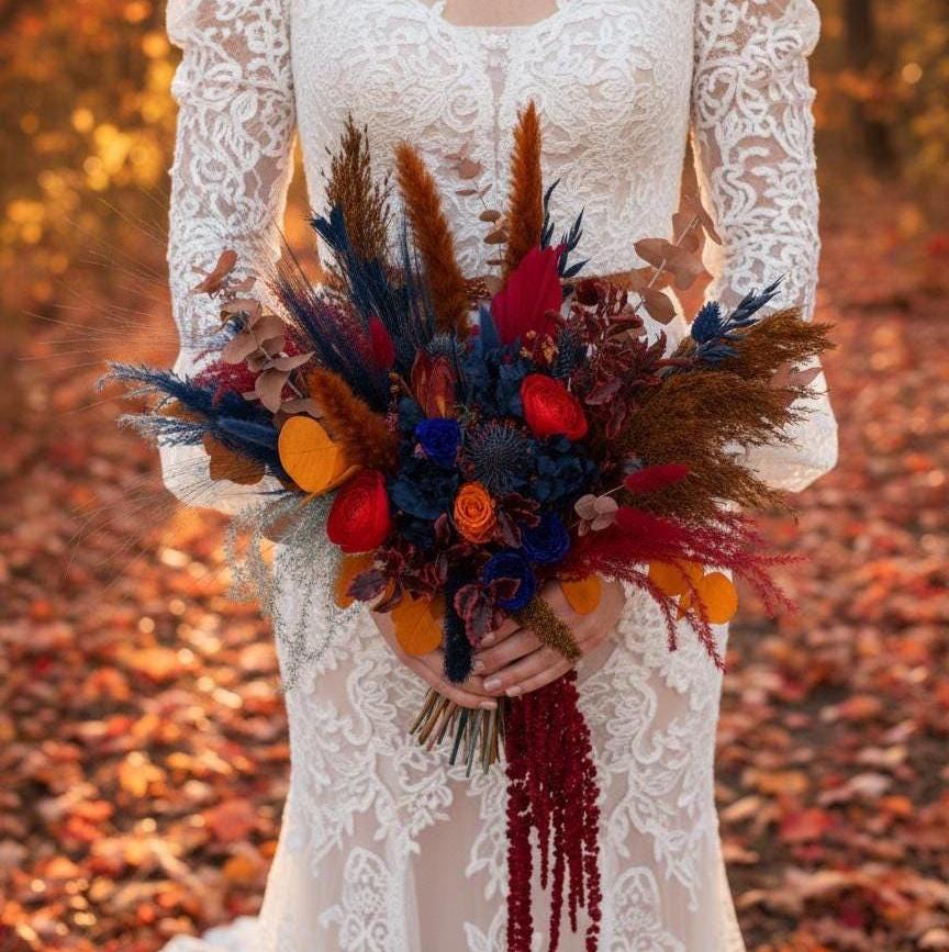 Navy & Red Wedding Flowers