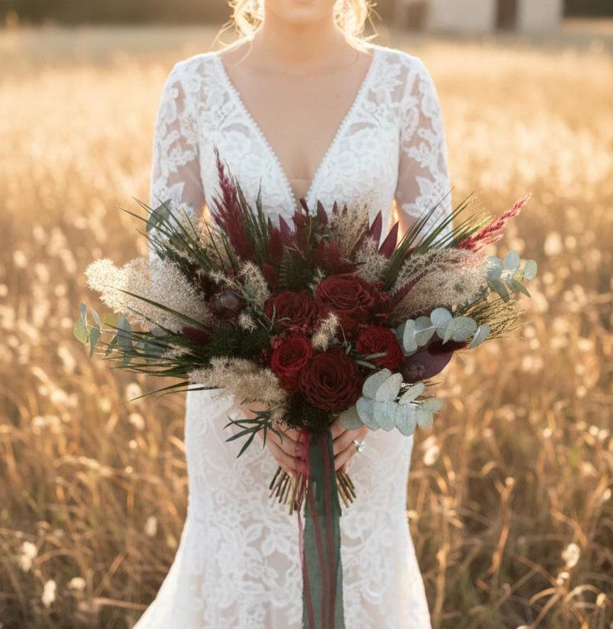 Burgundy & Forest Green Bouquet