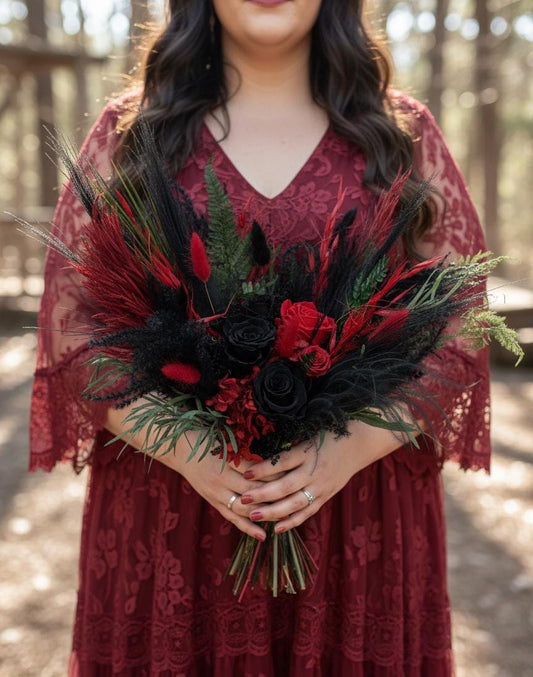 Red & Black Wedding Bouquet