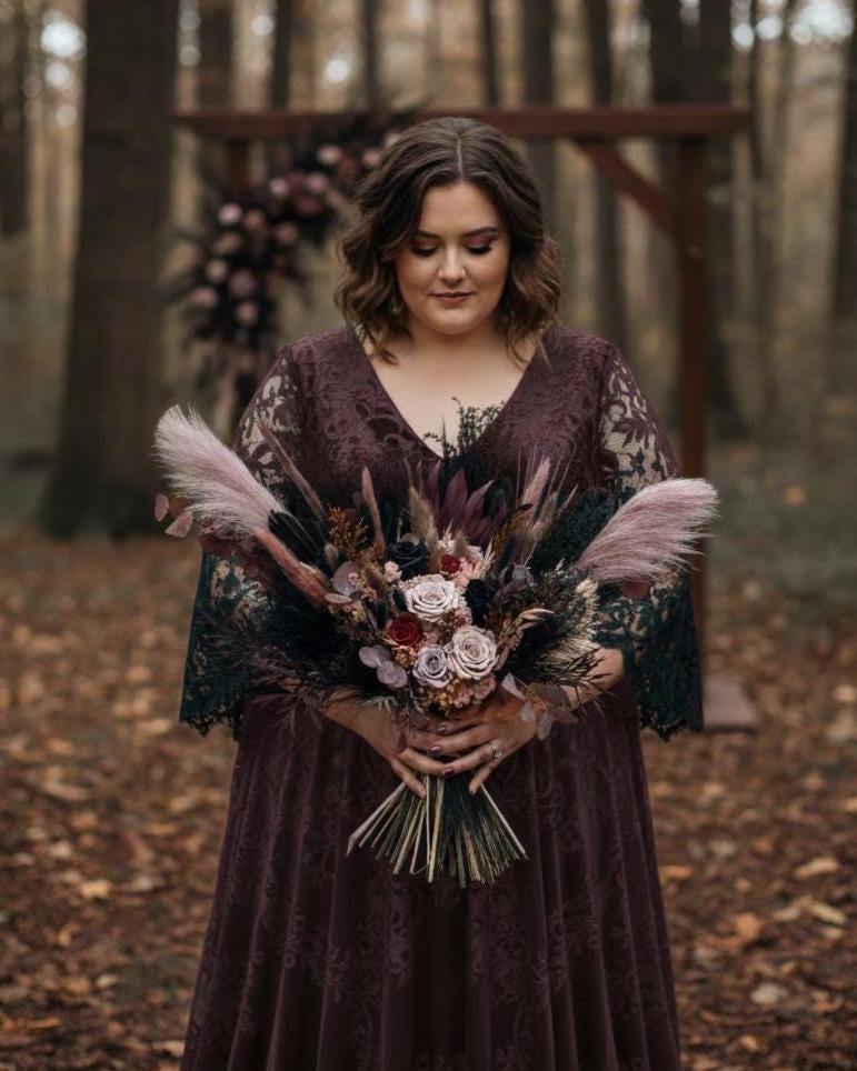 Dark Romance Gothic Dried Flower Wedding Bouquet