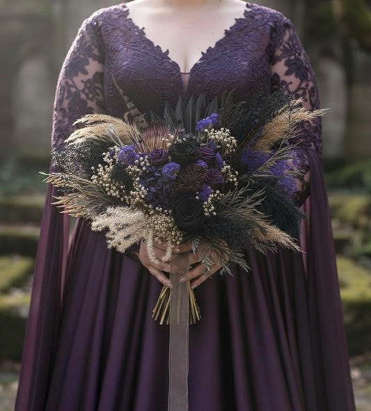 Black & Dark Purple Wedding Flowers