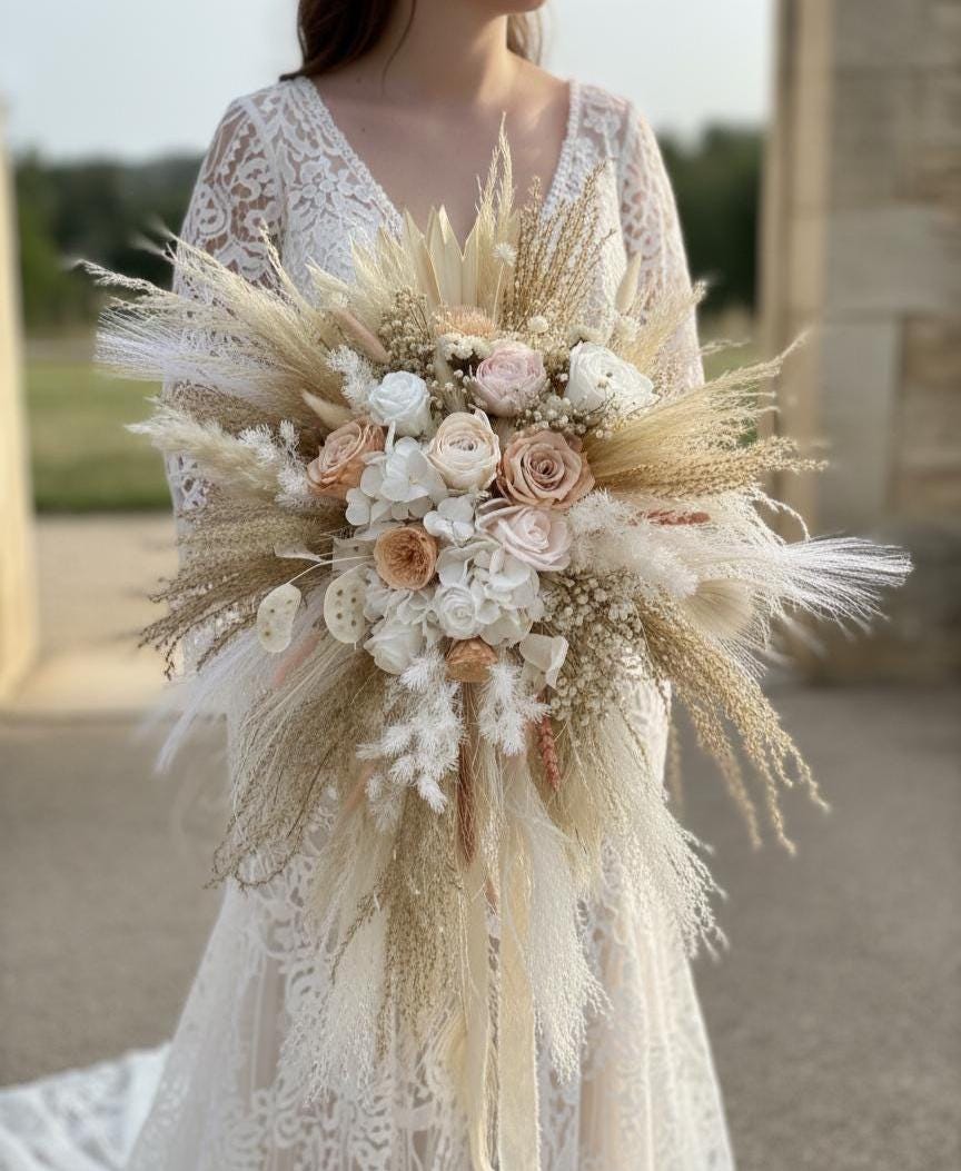 Peach & Blush Cascading Bouquet
