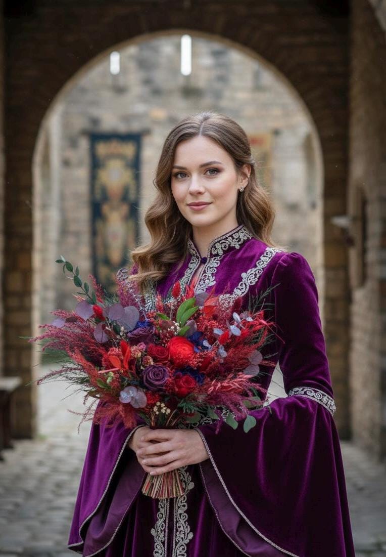 Mauve & Red Wedding Bouquet