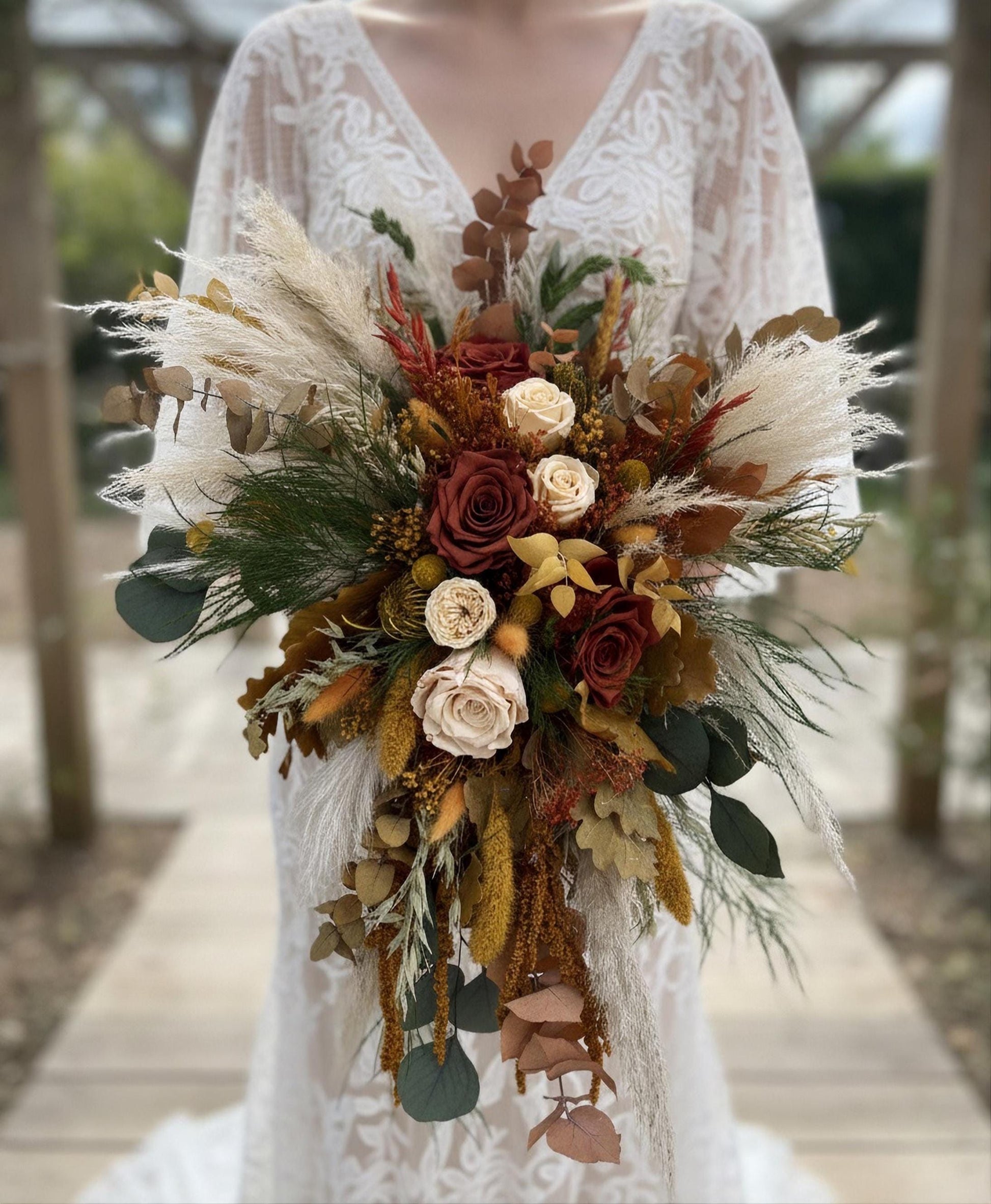 Terracotta Cascading Wedding Bouquet