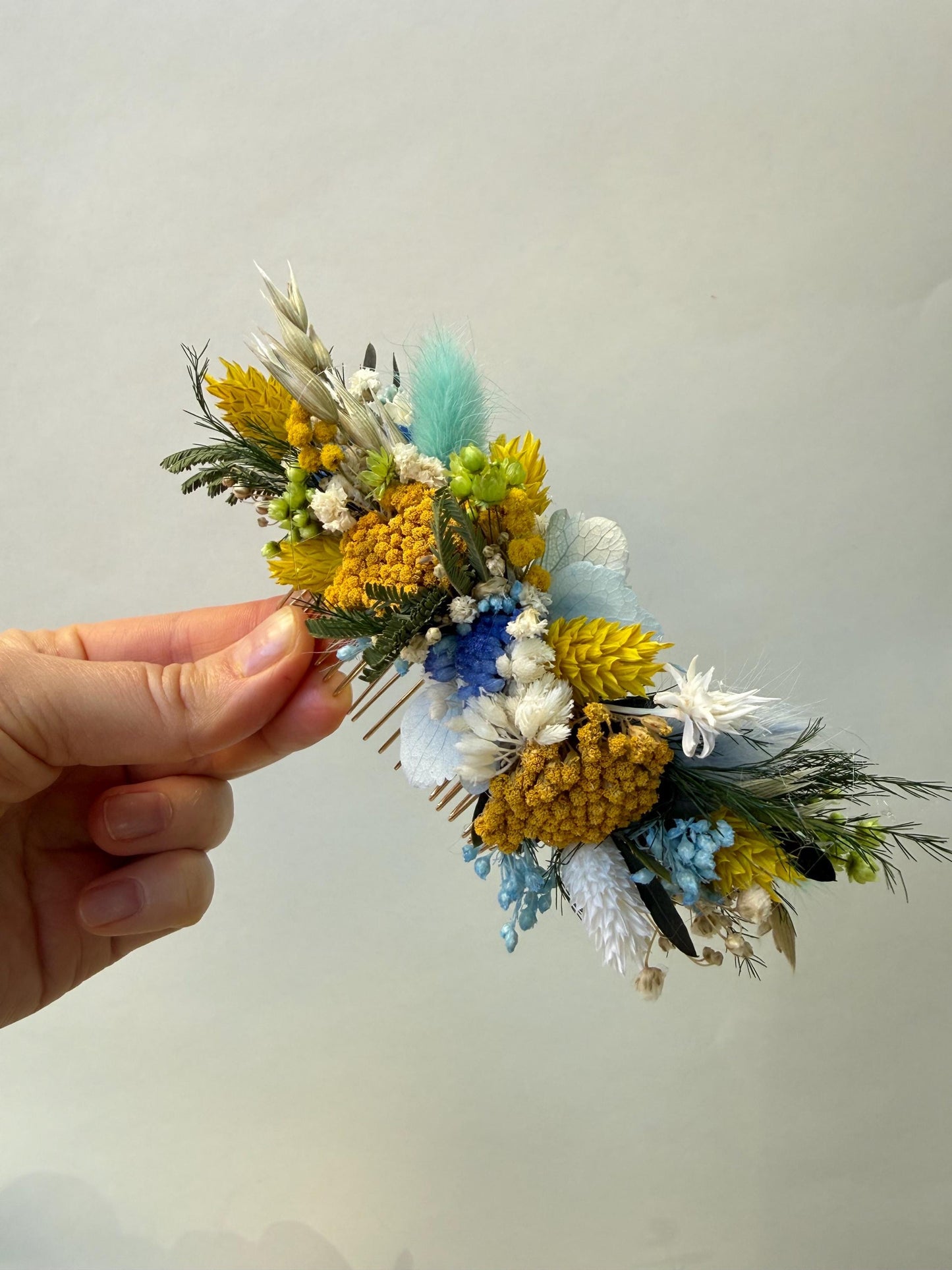 Yellow & Blue Dried Bouquet