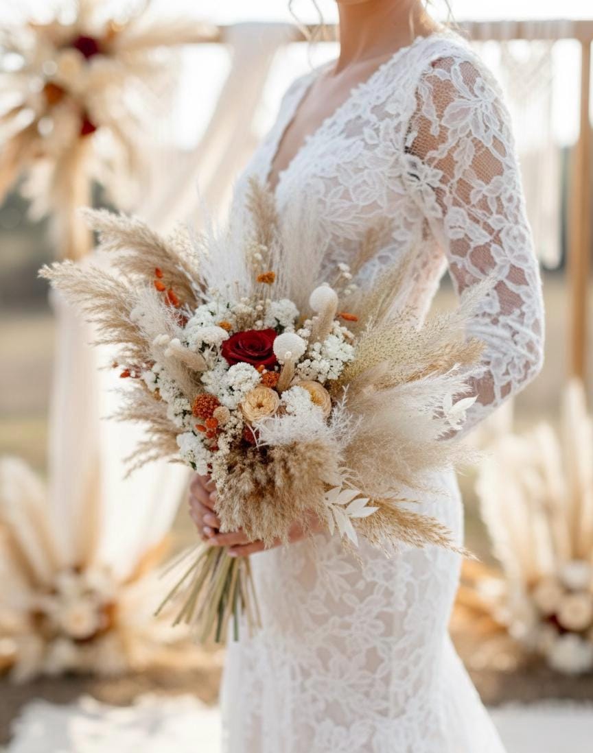 Neutral Boho Wedding Bouquet