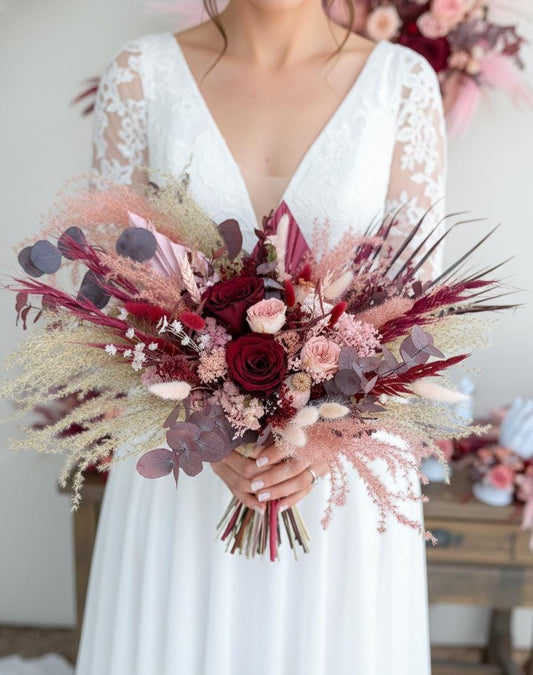 Burgundy & Blush Pink Wedding Flowers