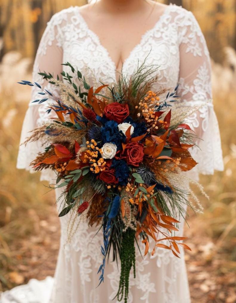 Terracotta & Navy Blue Bouquet
