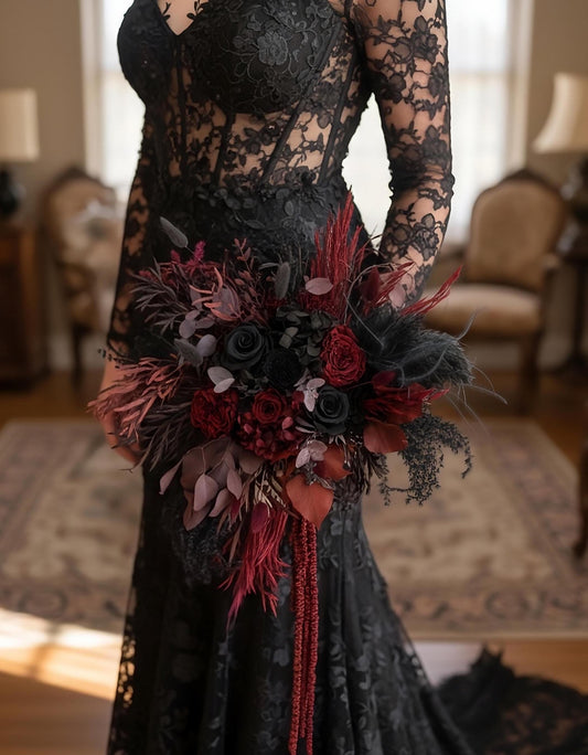 Black & Burgundy Moody Bouquet