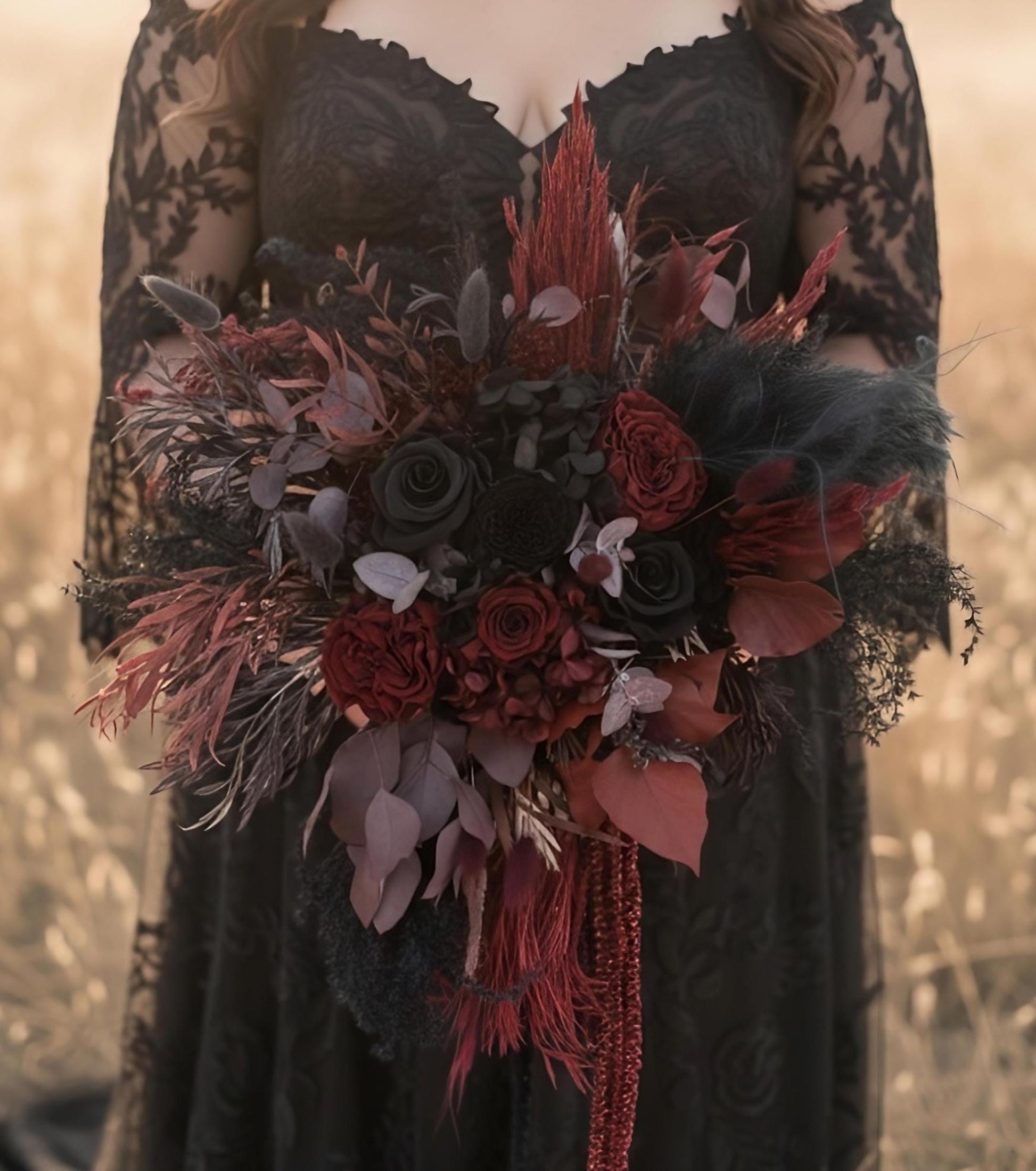 Black & Burgundy Moody Bouquet