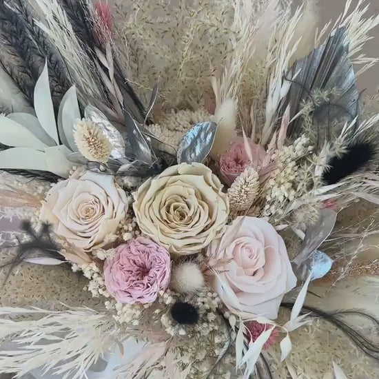 Blush Black Bouquet,Boho Bouquet, Blush Bridal, Silver Wedding ,Black Wedding Bouquet,Dried Wedding Bouquet, Boho Wedding, Grey Bouquet