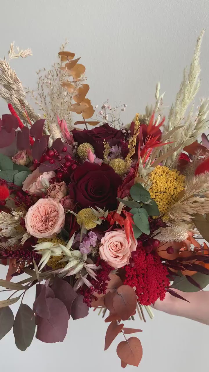 Rust Burgundy Wedding Bouquet Berry Colored Bouquet Boho Wedding Bouquet Dried Flowers Bridal Bouquet Wedding Rustic Bouquet for Bride to be