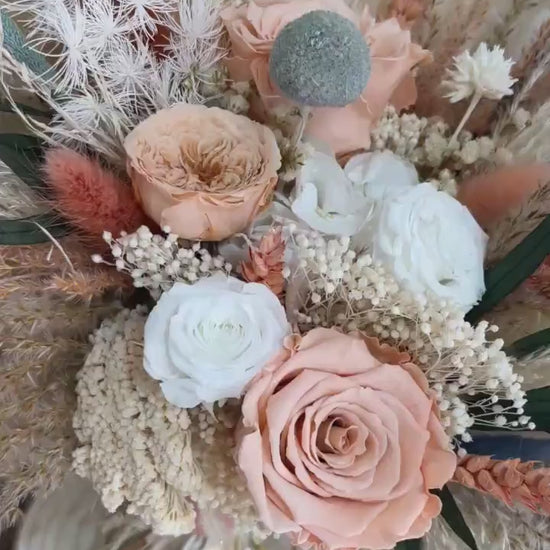 Peach Blue Wedding Bouquet for Bride Blush Bouquet Dusty Blue Wedding Flowers for Wedding Dried Flowers Bouquet Bohemian Wedding Flowers