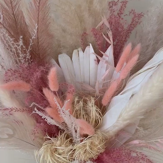 Dried Bouquet, Dusty Pink and White dried Bouquet,Boho Interior Bouquet, Boho Home Decor, Dried flower arrangement , Forever flowers