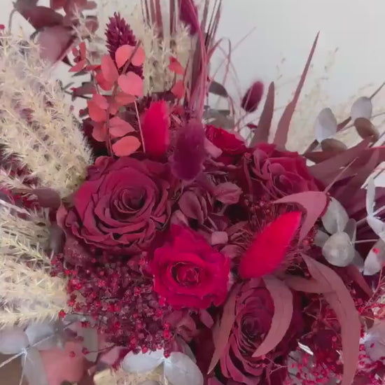 Burgundy Wedding Bouquet | Marsala Bridal Bouquet | Large Fall Wedding Bouquet | Dried Flower Bouquet | Deep Red Wedding Bouquet Boho Bride