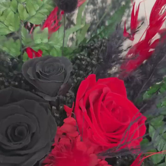 Burgundy & Black Gothic Wedding Bouquet, Preserved Roses