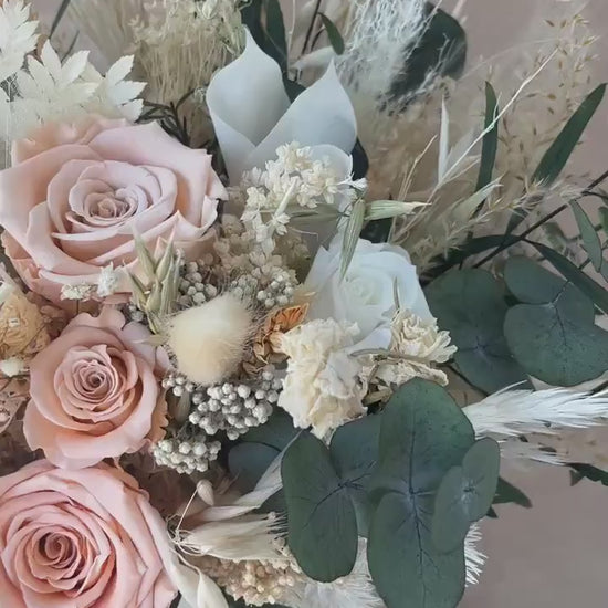 Peach Bridal Bouquet | Dried  Boho Wedding Flowers Salmon Rose