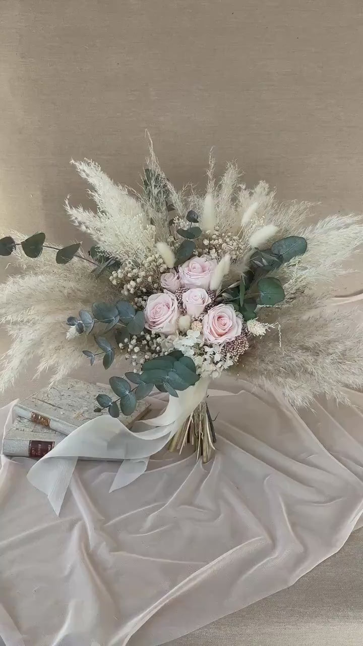 Blush Wedding Bouquet, Blush pink Bouquet, Pink Wedding Bouquet, Pastel Wedding Bouquet, Dried Wedding, Boho Bridal Bouquet, Boho Wedding