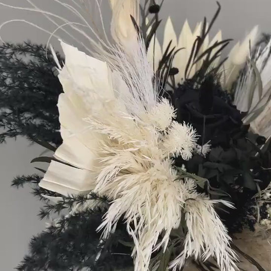Black & White Wedding Bouquet – Gothic Dried Flower Bridal Bouquet