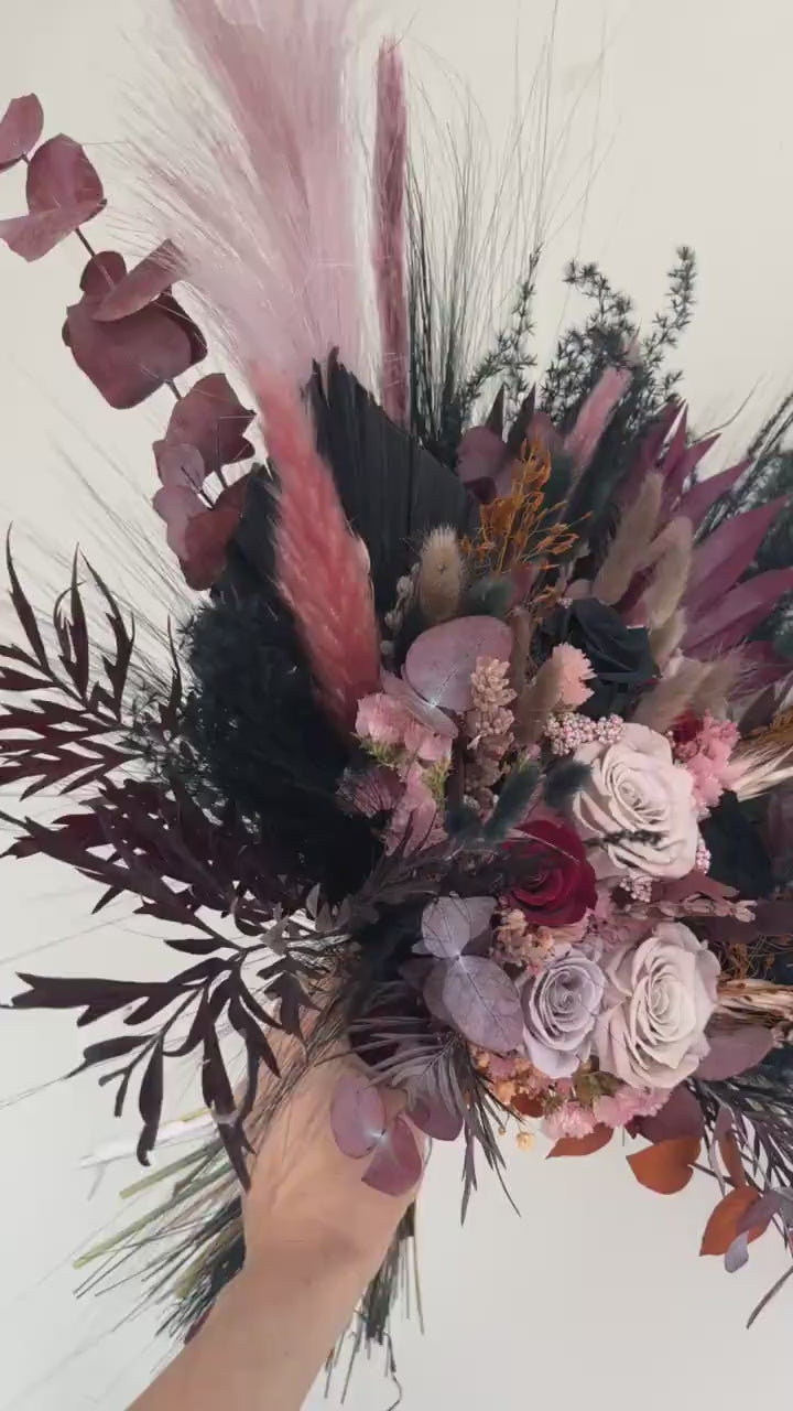 Burgundy and Mauve Moody Wedding Flowers