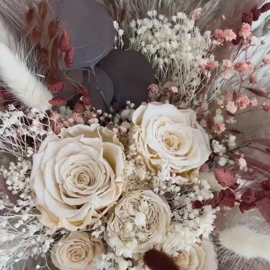 Boho Wedding Bouquet Beige & Maroon | Neutral Bridal Flowers