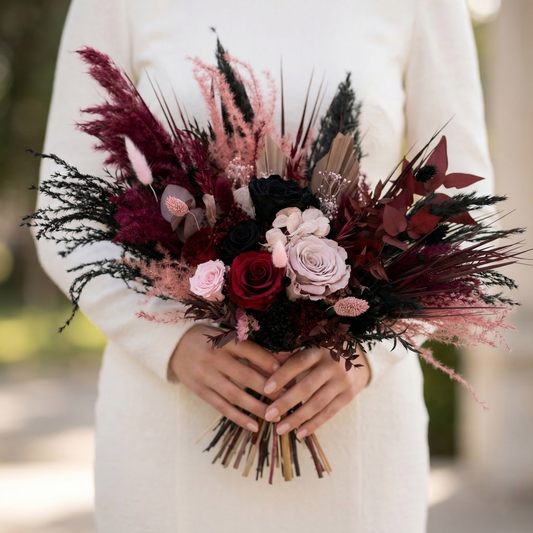 Mauve & Black Wedding Flowers