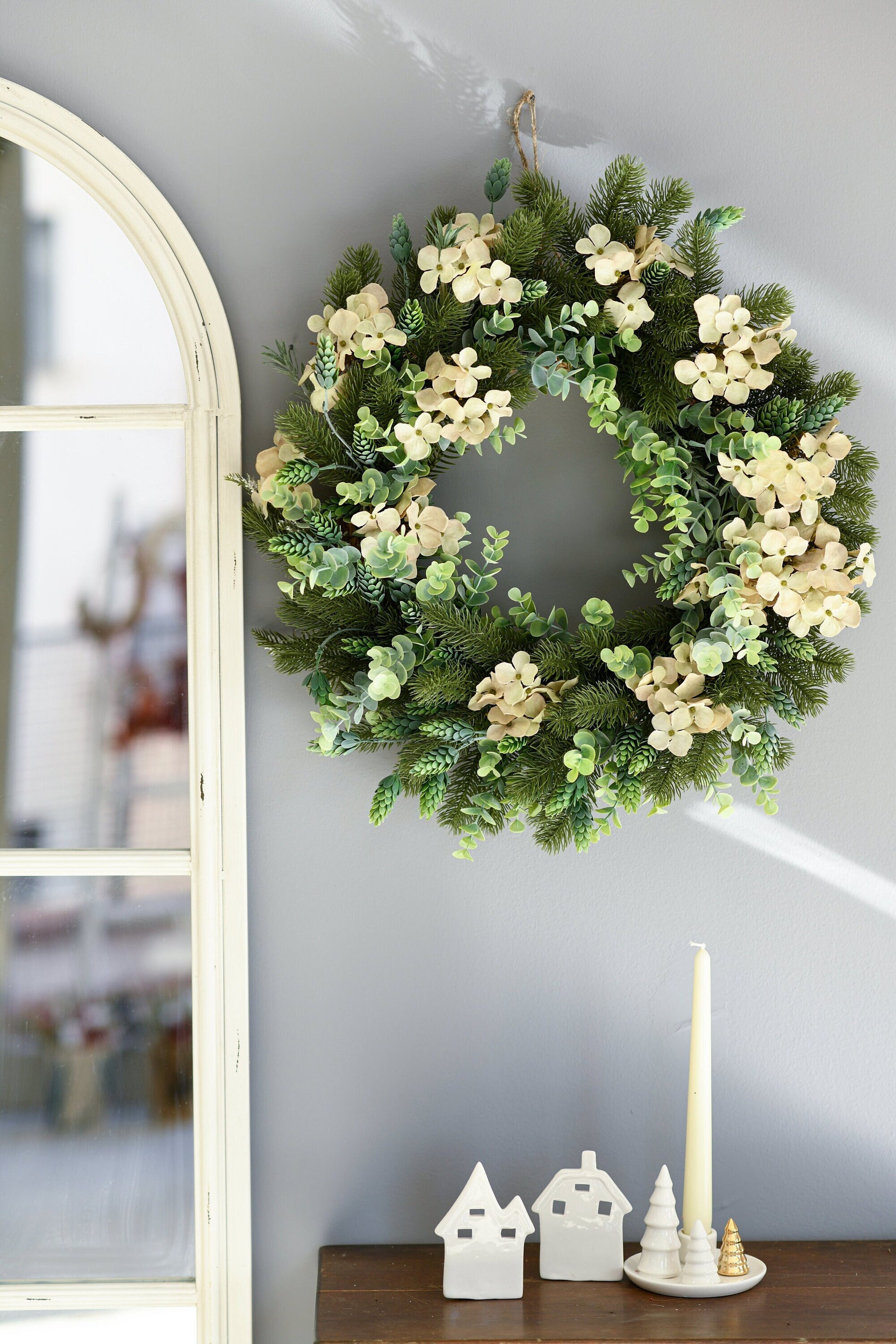 Door Christmas wreath, Christmas wreath, Winter wall decor, Christmas decor,Rustic Christmas Wreath, Front door wreath ,Silk flower wreath