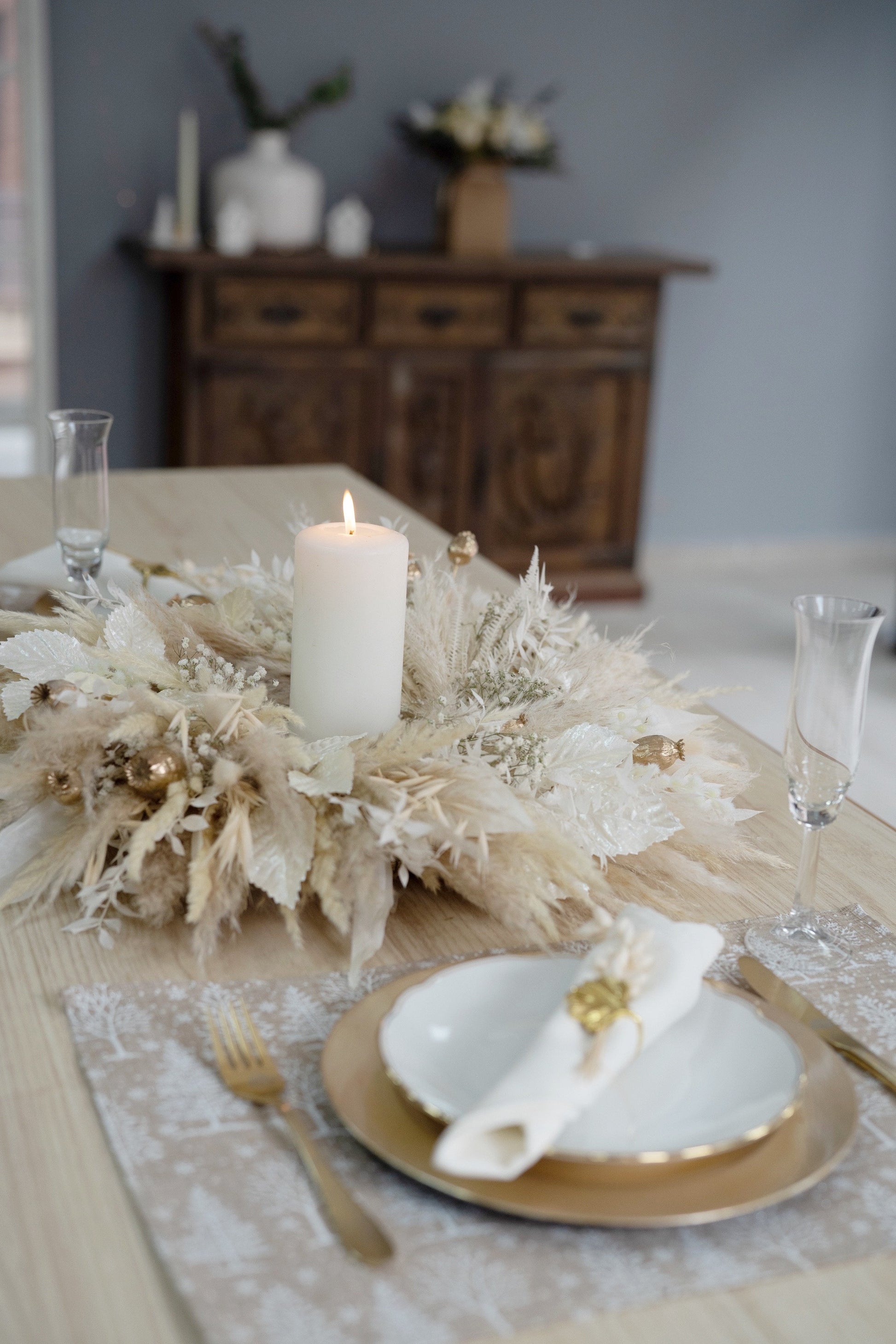 Table wreath candle, Christmas table decor, Christmas table Wreath, Christmas Candle Ring