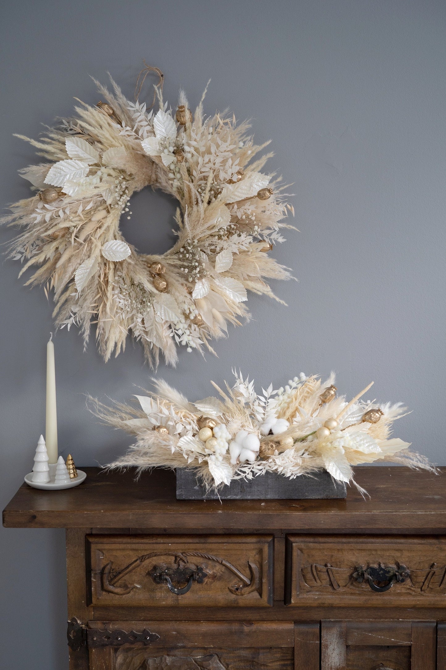 Christmas wreath, Christmas wreath, Winter wall decor, Christmas decor,Rustic Christmas Wreath, Dried flower wreath ,Silk flower wreath