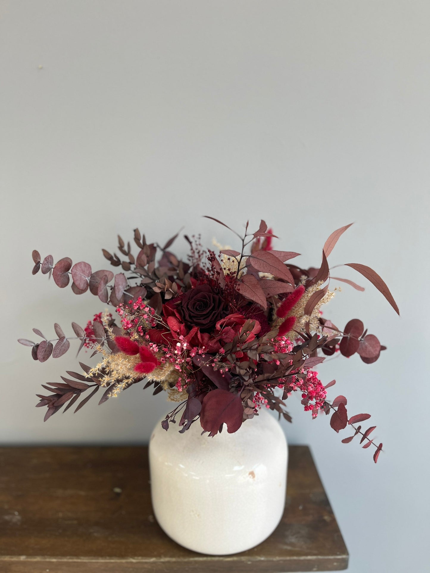 Burgundy Dried flower bouquet, Boho Home Decor, Birthday gift, Gifts for her, Mother day gift, St. Valentine gift,Vase arrangement