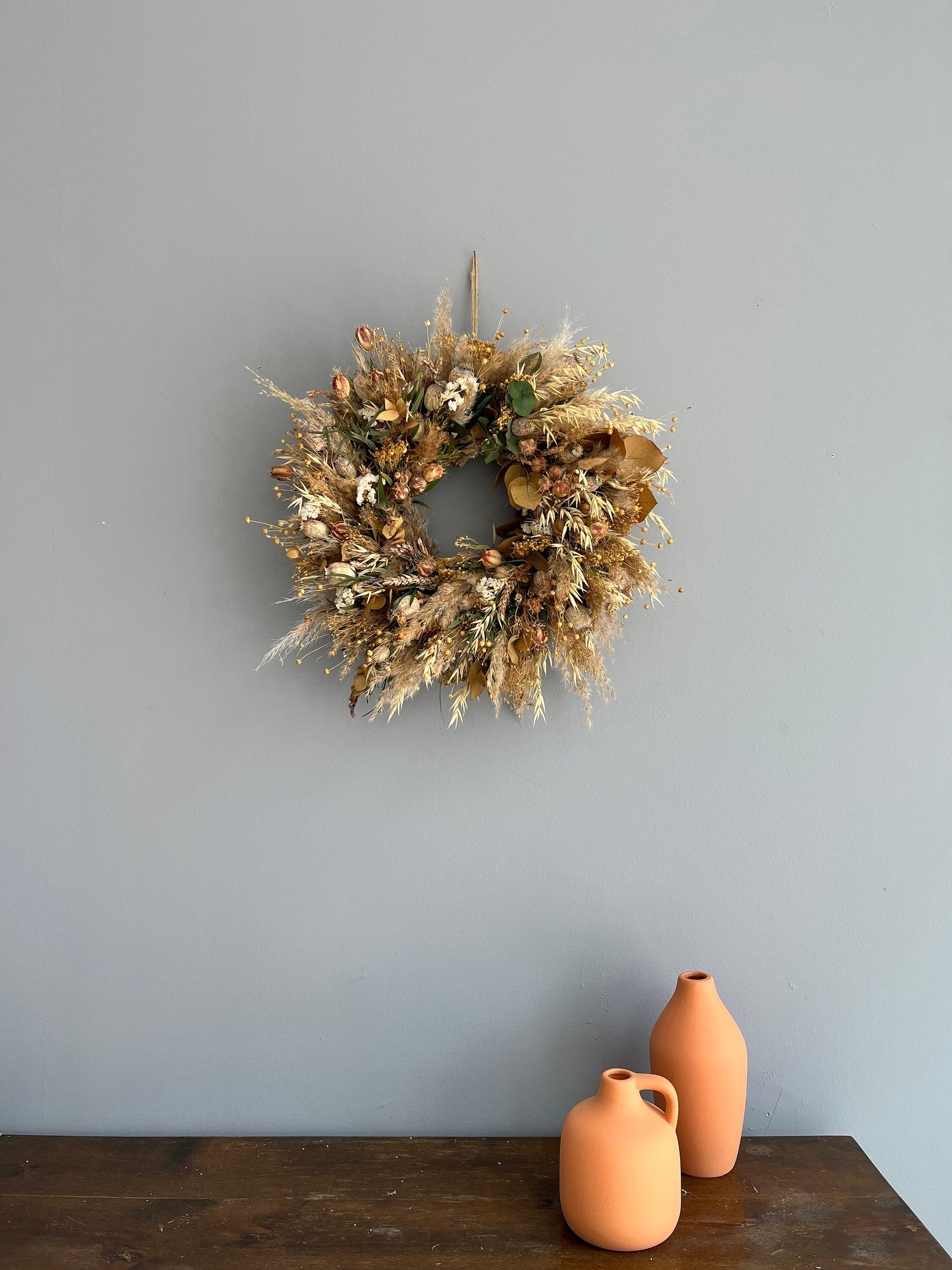 Farmhouse fall wreath, Wreath,Rustic decor, Rustic Home Decor, Dried flowers wreath, Wall decor, Housewarming gift, Fall wreath, Fall decor