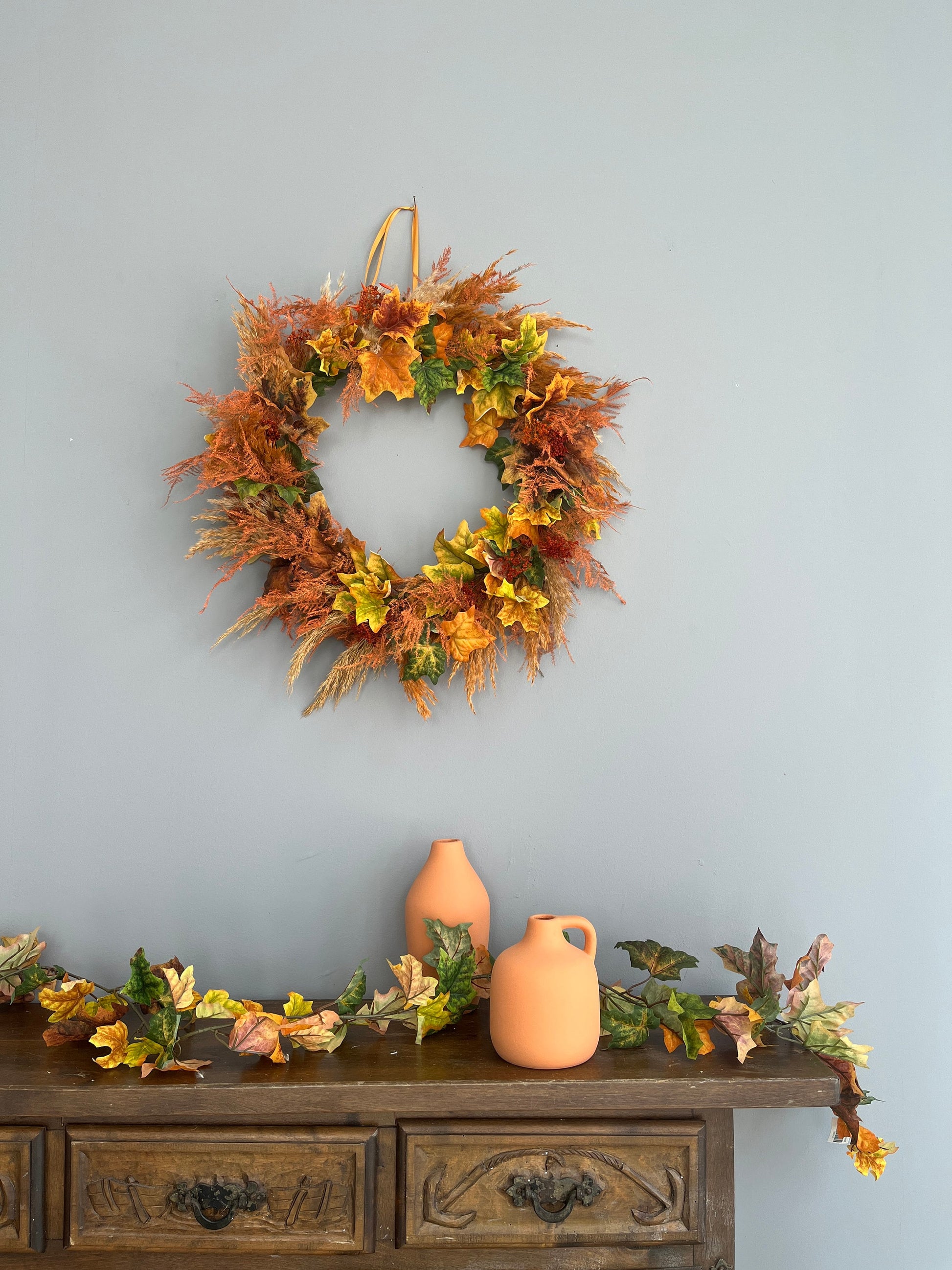 Farmhouse fall wreath, Wreath,Rustic decor, Rustic Home Decor, Dried flowers wreath, Wall decor, Housewarming gift, Fall wreath, Fall decor