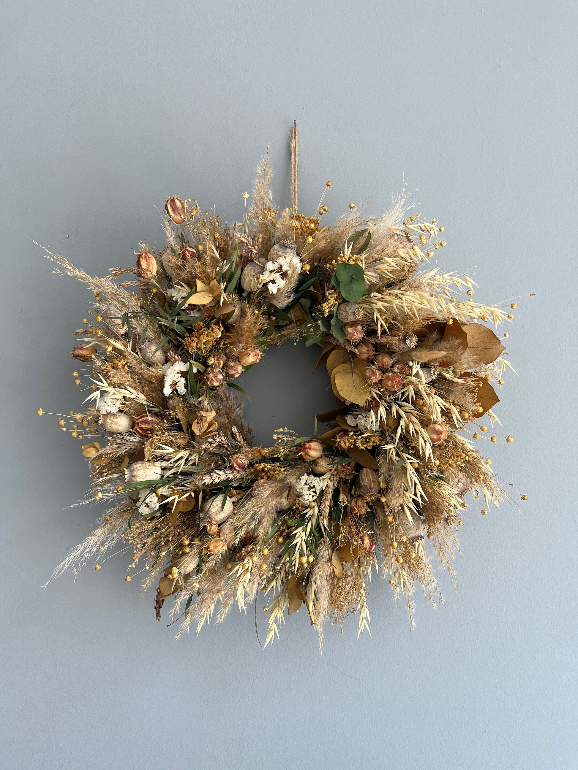 Farmhouse fall wreath, Wreath,Rustic decor, Rustic Home Decor, Dried flowers wreath, Wall decor, Housewarming gift, Fall wreath, Fall decor