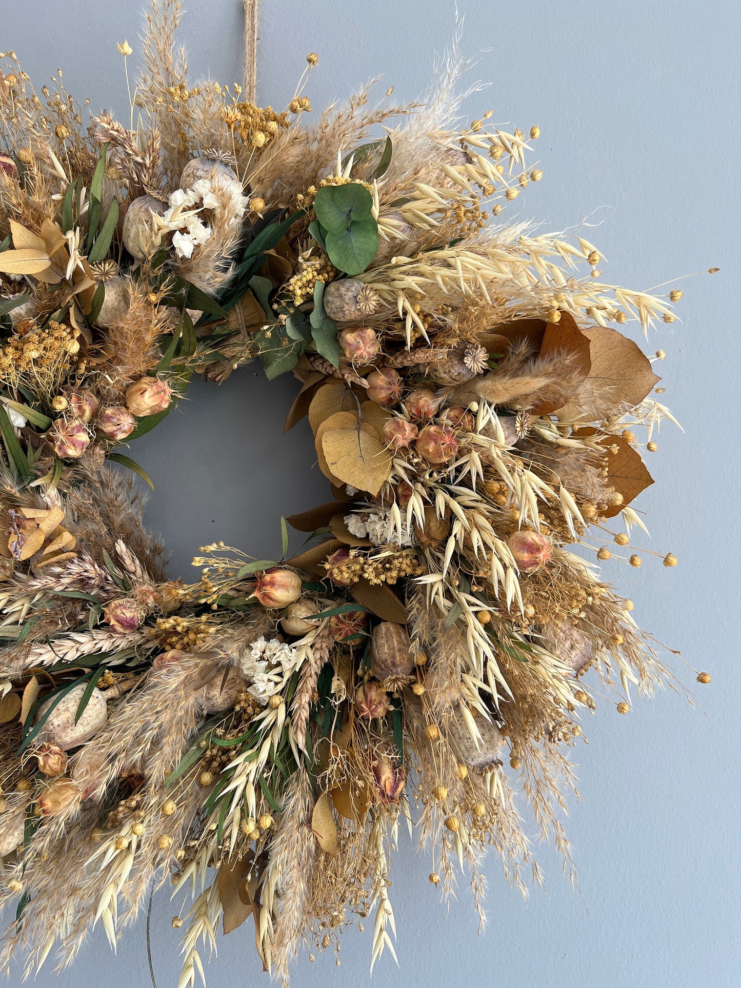 Farmhouse fall wreath, Wreath,Rustic decor, Rustic Home Decor, Dried flowers wreath, Wall decor, Housewarming gift, Fall wreath, Fall decor