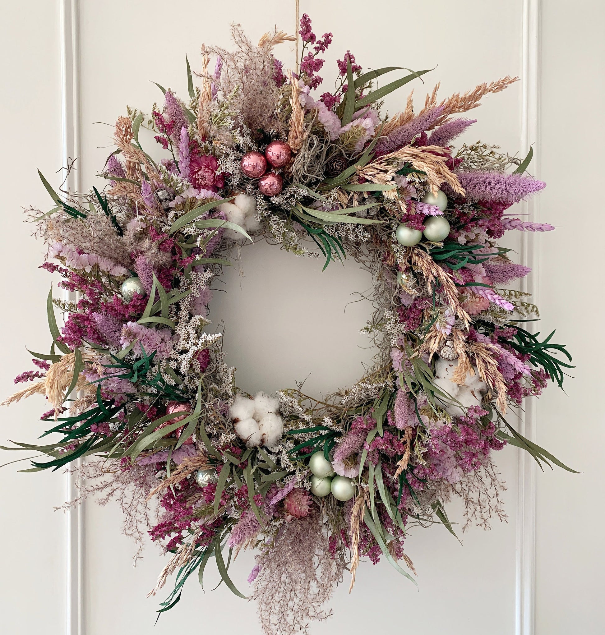 Pink & Purple Xmas Wreath, Christmas wreath, Winter wall decor, Christmas decor, Rustic Christmas Wreath, Winter wreath, Xmas decor