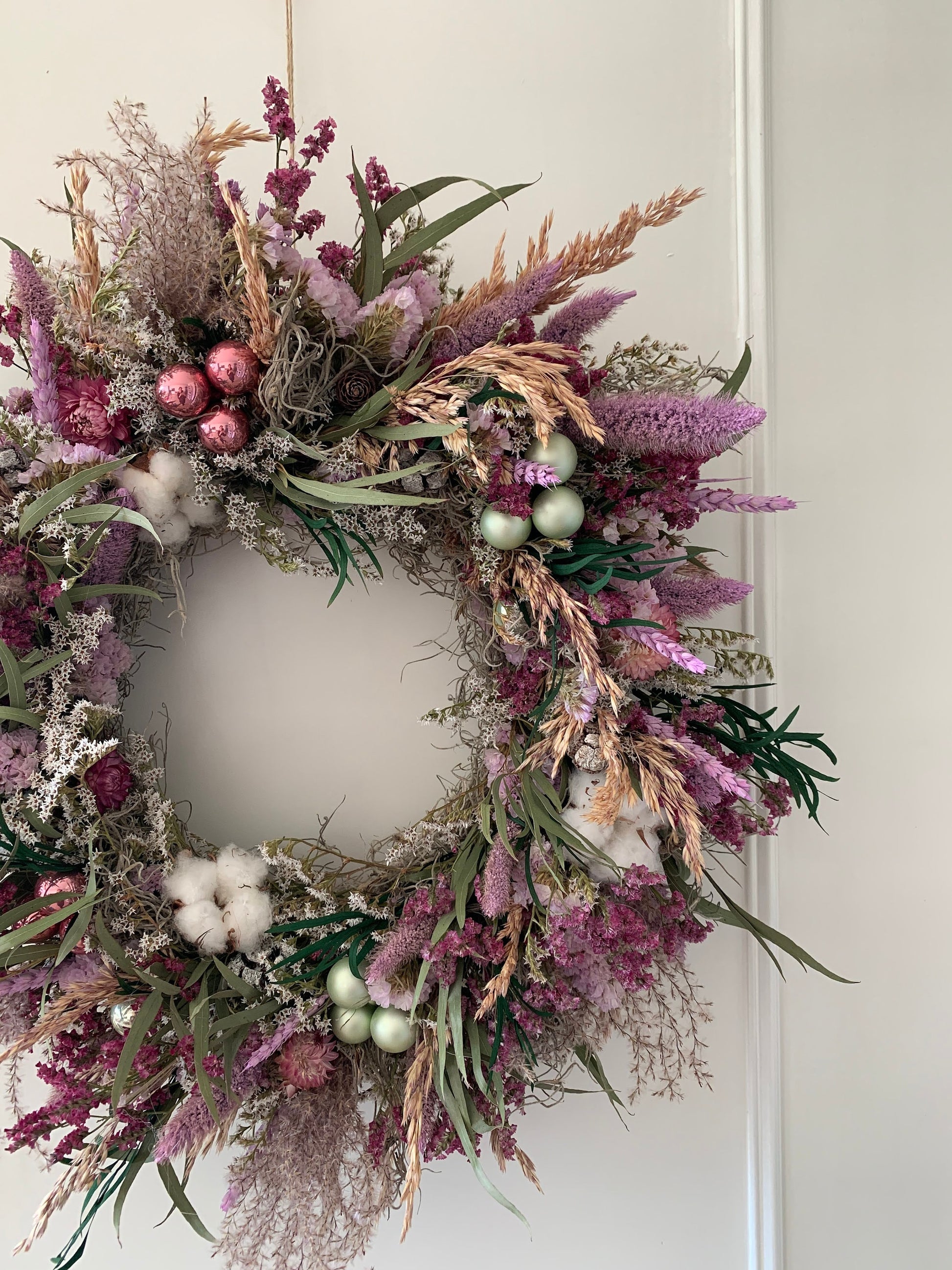 Pink & Purple Xmas Wreath, Christmas wreath, Winter wall decor, Christmas decor, Rustic Christmas Wreath, Winter wreath, Xmas decor